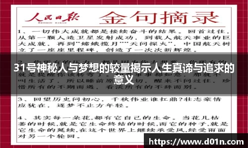 31号神秘人与梦想的较量揭示人生真谛与追求的意义